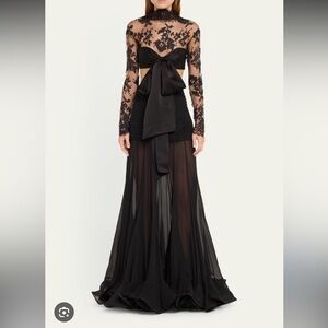 Zimmermann cutout Chantilly lace and silk Georgette gown
